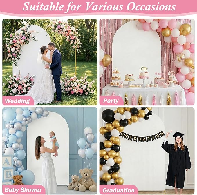 Arttown 7.2FT Arch Backdrop Stand and White Arch Cover Set Wedding Arch Backdrop Stand Suitable for Wedding Celebrations Birthday Parties Baby Showers Graduation Ceremonies Event Decoration