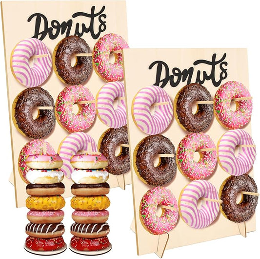 braxan 4-Pack Donut Stand,Donuts Wall,Donut Bar Display Holder, Wooden Bagel Board, Doughnut Tower For Elegant Dessert Tables At Weddings, Birthday Parties, Etc