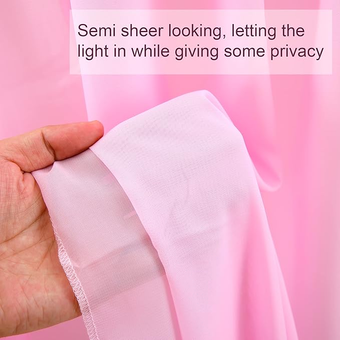 10ft x 10ft Pink Backdrop Drapes, Wrinkle-Free Sheer Chiffon Fabric Photo Draping Backdrop for Wedding Arch Party Ceremony Galentines Day Decorations
