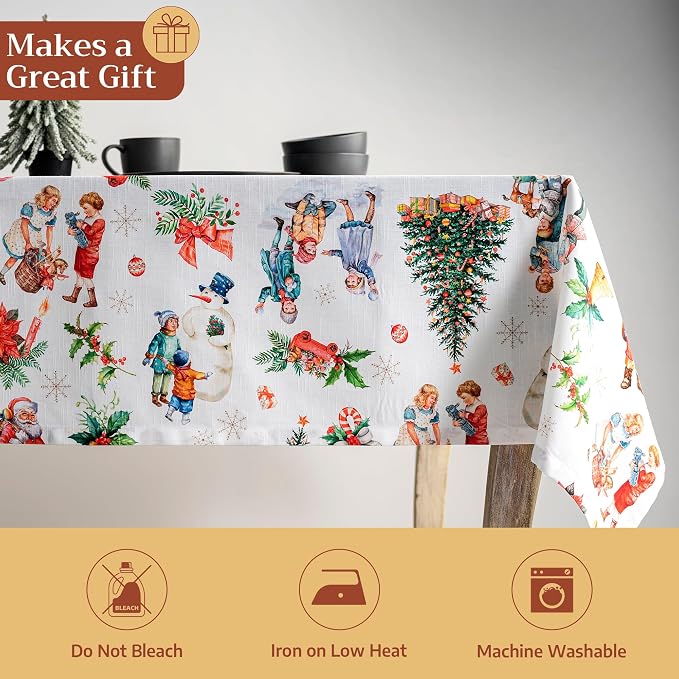 Maison d' Hermine Table Cloth Rectangle Table 100% Cotton 54 x 72 Inches Fall Tablecloth Reusable Everyday Use for Thanksgiving Christmas Decorations Dining Farmhouse Party (Chromo)