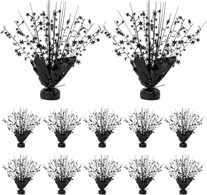 12 Pack Black Metallic Foil Spray Centerpiece Star Table Decoration Burst Table Centerpieces for Birthday New Year Wedding Anniversary Graduation Party Supply (Black)