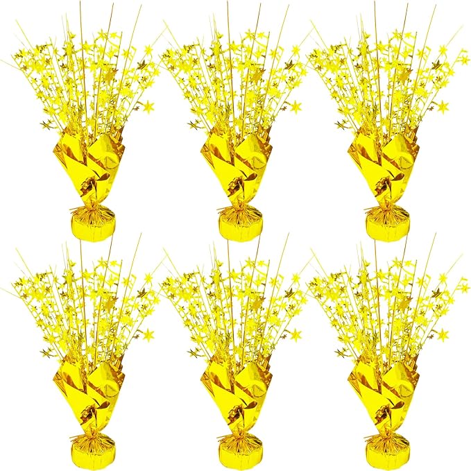 6 Pcs Metallic Foil Star Burst Table Centerpieces Patriotic Decoration for Wedding Birthday Graduation Veteran Day Memorial Day Holiday Party Supplies（Gold）
