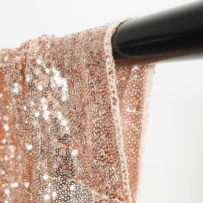 Eternal Beauty Sequin Backdrop Curtains, 2x8 Ft-2 Panels Rose Gold Back Drop for Mother's Day Shimmer Photography Party Wedding Birthday Decor