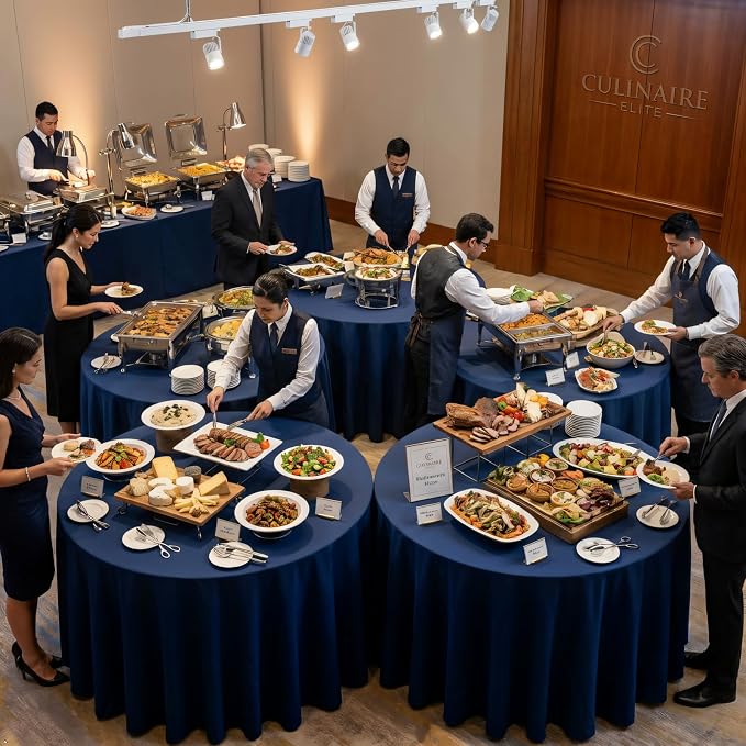8 Packs 120 Inch Navy Blue Round Tablecloth in Diameter, Washable Polyester Fabric Tablecloths, Wrinkle Resistant Table Cloth for Wedding Party Banquet Dining