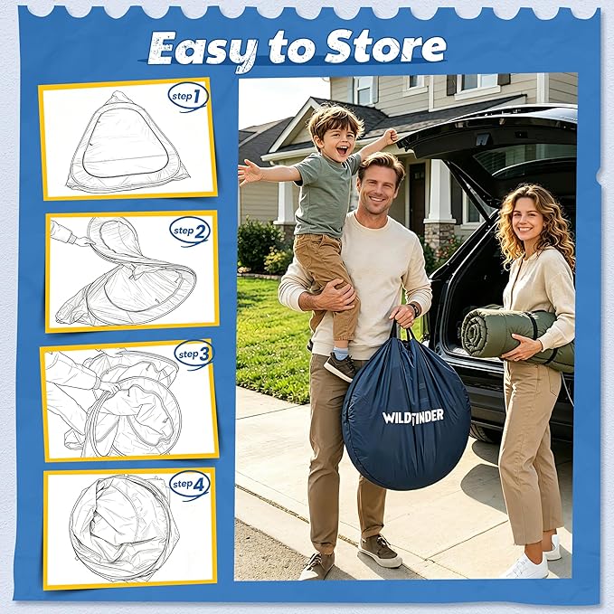WildFinder 10x10 Pop Up Screen House Tent, Portable Screened Canopy with Mesh Walls, Waterproof Instant Gazebo, Backyard Shade Mosquito Tent for Patio, Backyard, Deck and Camping, Fits 4-6 Person