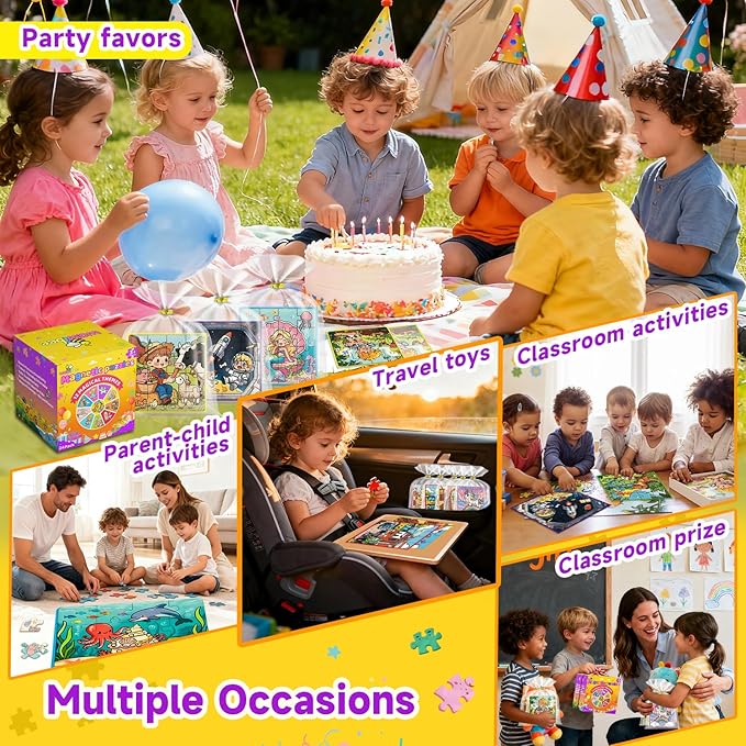 24 Pack Easter Party Favors for Kids, Magnetic Puzzle Books Bulk for Toddlers 3-5 & Kids 4-8, Goodie Bag Stuffers, Classroom Prizes, Birthday Return Valentine’s Day Gifts, Travel