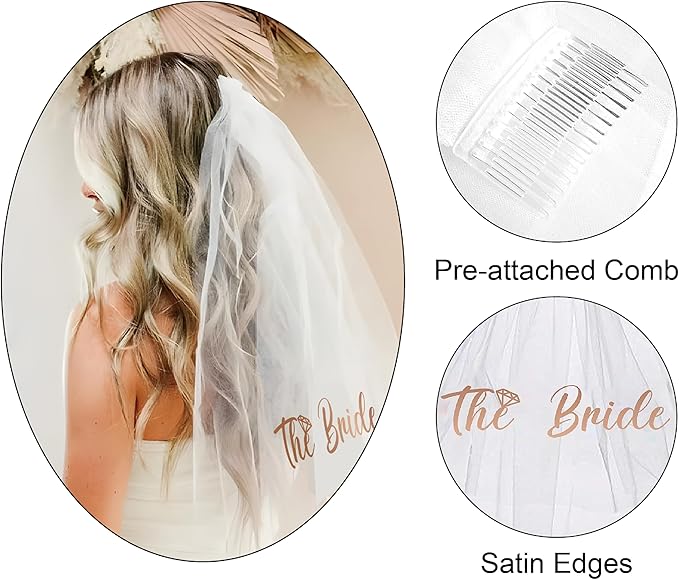 PartyGifts&beyond Bachelorette Party Favors Bride to Be Sash and Veil Set Bachelorette Sashes Bridal Shower Gifts Bride Tribe Sash (Light Blue, 11pcs)