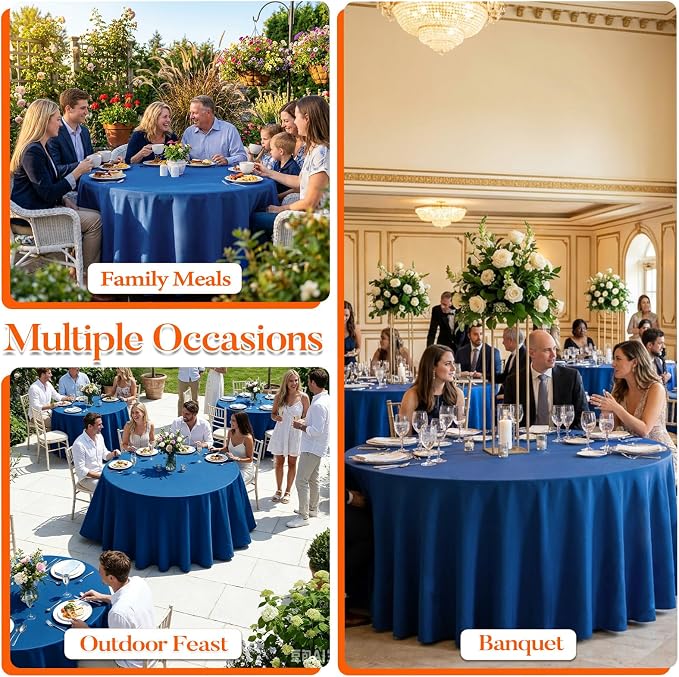 10 Pack Royal Blue Round Tablecloth 120 Inch Round Table Cloth Wrinkle Resistant Royal Blue Tablecloth Washable and Reusable Polyester Fabric Table Covers for Banquet Wedding Party Dining Buffet