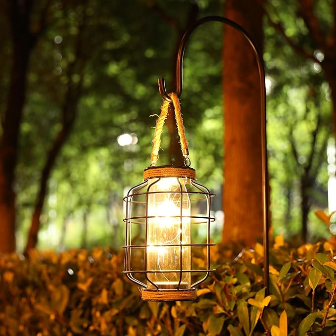JHY DESIGN Metal Cage LED Lantern Battery Powered,9.4" Tall Cordless Accent Light with 20pcs Fairy Lights Great for Weddings Parties Patio Events Indoors Outdoors.