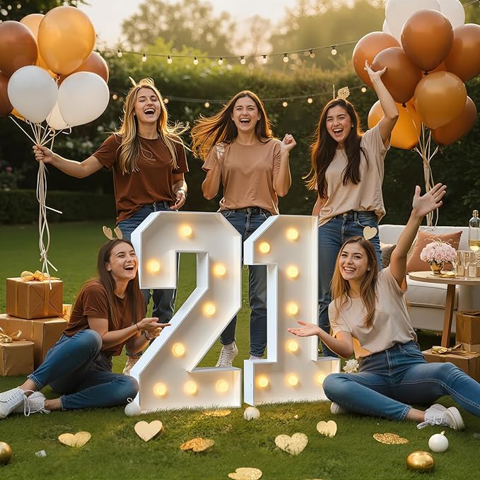3FT Marquee Numbers 21, Large Light Up Numbers for 21st Birthday Decorations Big DIY Mosaic Number 21 Birthday Party Backdrop for Women and Men Anniversary Decor Pre-Cut Foam Board Kit