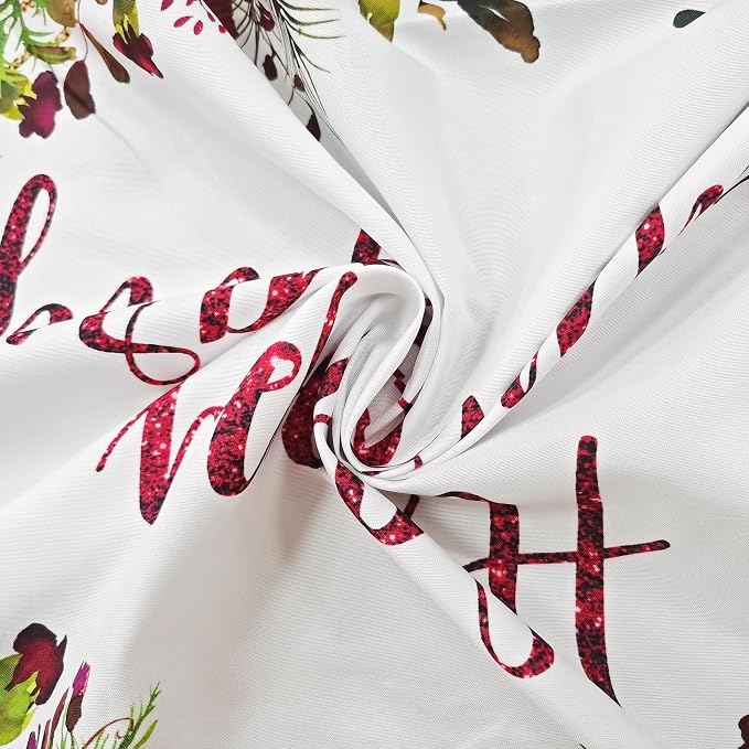 Happy Anniversary Backdrop 7Wx5H Feet Polyester Fabric Elegant Burgundy Flower Rose Plant Botanical Decoration Green Leaves Gold Glitter Photography Background Photo Shoot Props