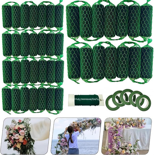 42PCS Floral Foam Garland - 27.6Ft Floral Foam Garland for Fresh Flowers,Arch Door Tabletop for Artificial Flowers Arrangement for Wedding Garden Home Decor(Floral Tape x5pcs, Floral Wire x1)