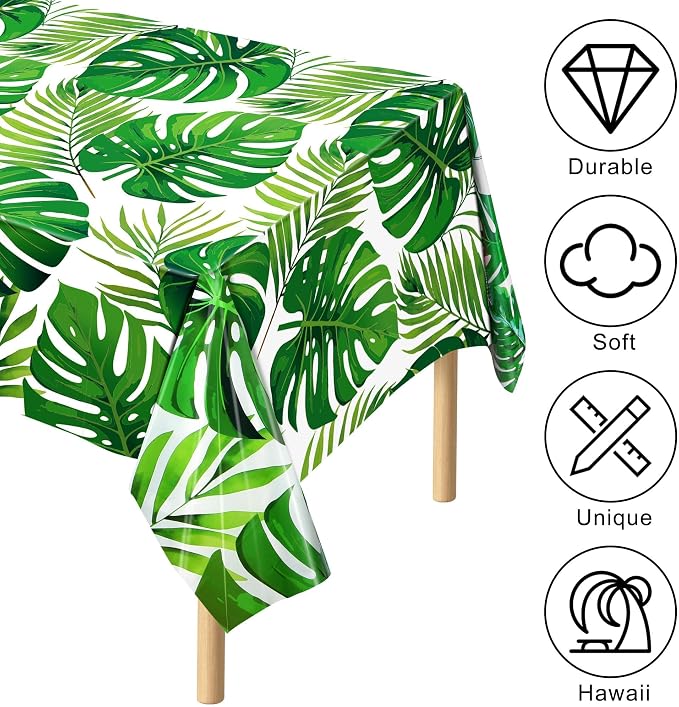 Kochorie 100 Ft x 54 Inch Palm Leaves Tablecloth Roll with Cutting Box Hawaiian Luau Tablecloths Disposable Aloha Tropical Table Cover Backdrop for Hawaii Birthday Summer Beach Tropical Party Supplies
