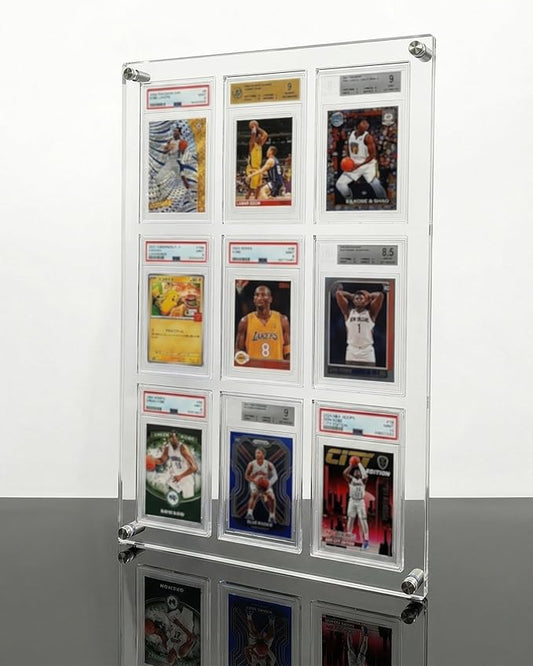 Acrylic Graded Card Display Case – 9 PSA Slab Frame for Sports Cards & Pokemon, Wall Mount or Desktop Holder, Clear Dustproof Protection (Acrylic, 9)