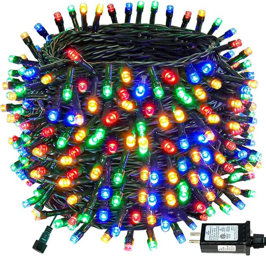 Connectable 300LED 99Ft 13Modes Christmas String Lights Outdoor Indoor | Extendable Green Wire Multicolor Christmas Tree Lights with Timer | Twinkle Fairy Light Plug in for Xmas Tree(Multicolor)