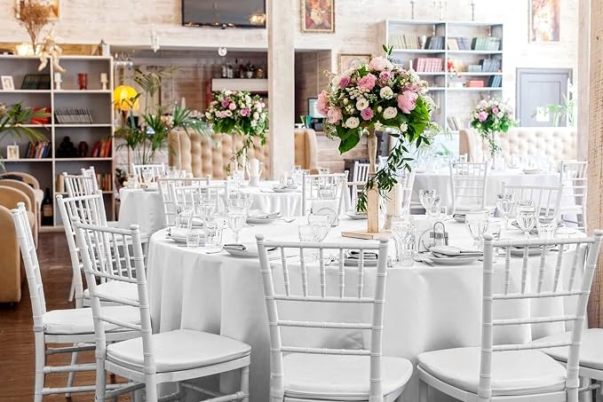 10 Pack Round Table Cloths White Round Tablecloth 120 Inch Washable Polyester Fabric Bulk Linen Tablecloths Table Cover for Parties Wedding Banquet Buffet Dinning
