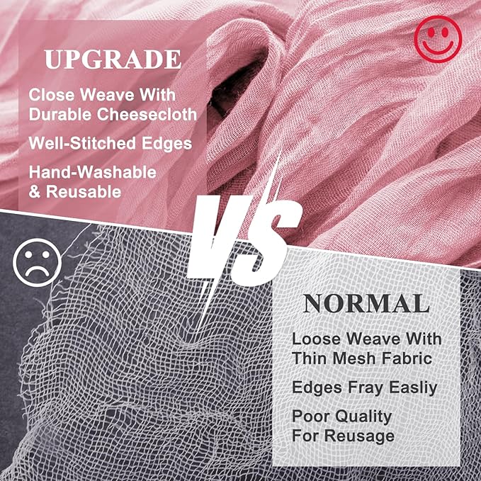 Wokceer Cheesecloth Table Runner 6Pack 10FT Pink Boho Gauze Cheese Cloth Table Runner for Party Long Rustic Sheer Table Runners for Baby Bridal Shower Wedding Easter Table Decor