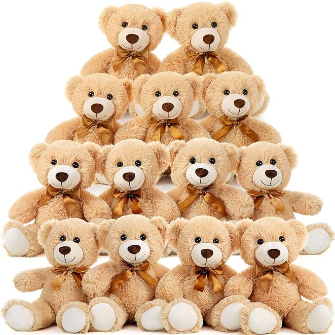 MaoGoLan 13Pcs Bulk Teddy Bears Stuffed Animals Baby Shower, Soft Small Stuffed Teddy Bears in Bulk, 13.5" Cuddly Mini Bears Centerpiece Baby Shower,Wedding,Party,Engagement
