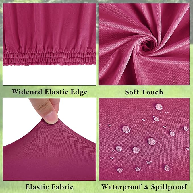 6 Pack Picnic Table Cover Elastic Fitted Outdoor Tablecloths for 6 Foot Rectangle Table Waterproof Stretch Washable Patio Folding Spandex Tablecloth for Camping Banquet Parties (Hot Pink,30" x 72")