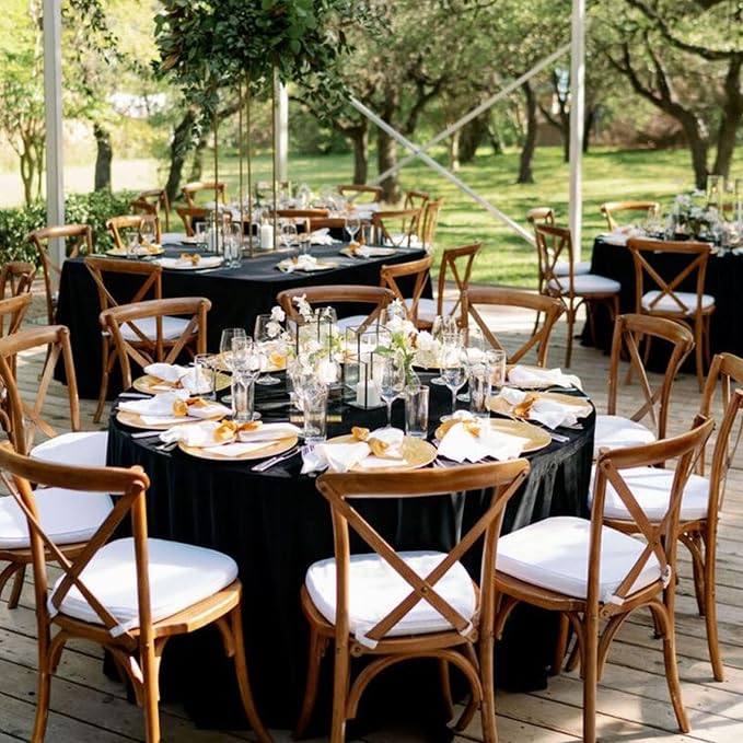 10Pack Black Round Tablecloth 90 inch Black Table Cloth, Washable Round Table Cloth Polyester Table Cover for Dining Wedding Banquet Party