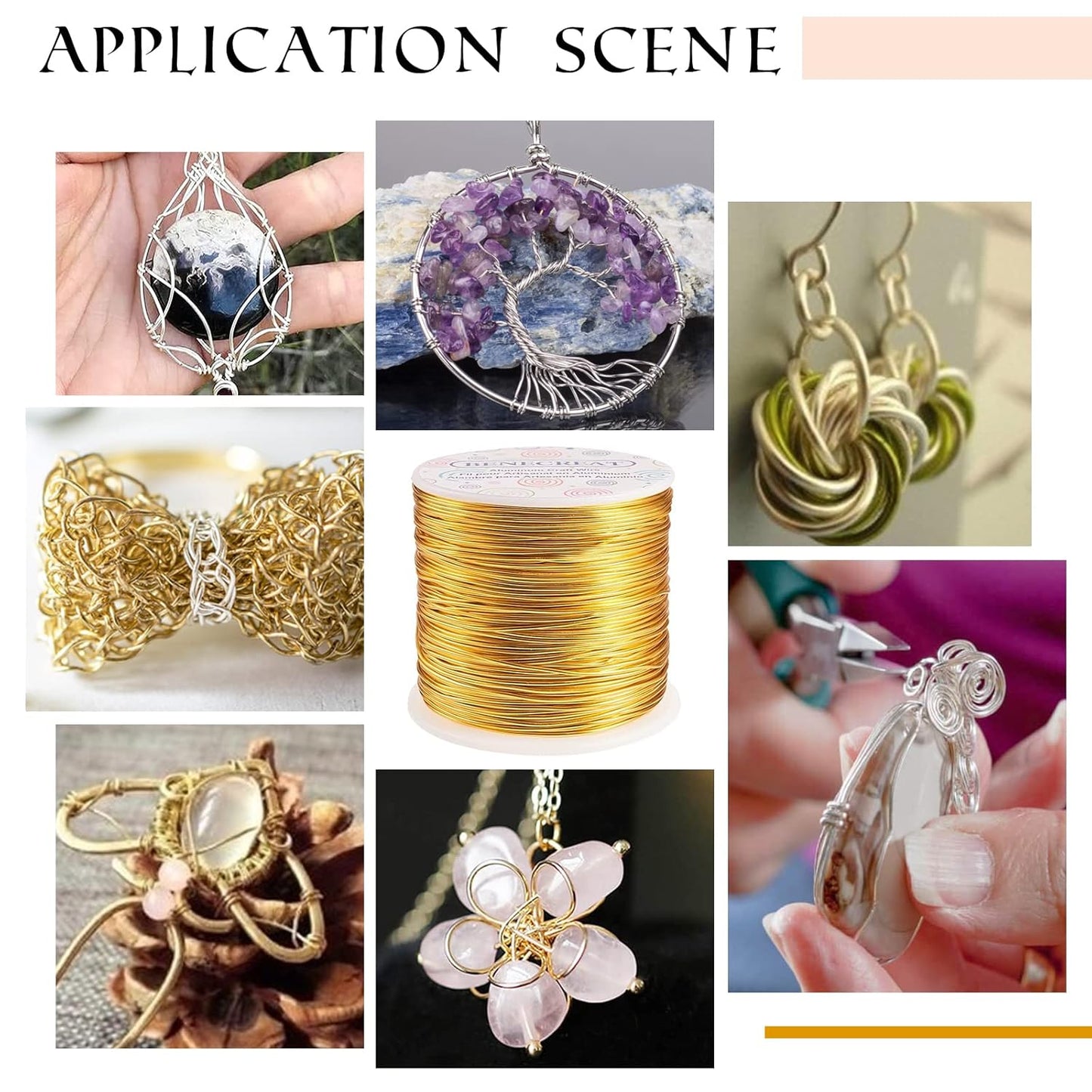 BENECREAT 15 Gauge 220FT Aluminum Jewelry Craft Wire - Anodized Metal Beading Wire for Floral Craft, Gem Wrapping, Necklace & Bracelet Making - Copper Tone