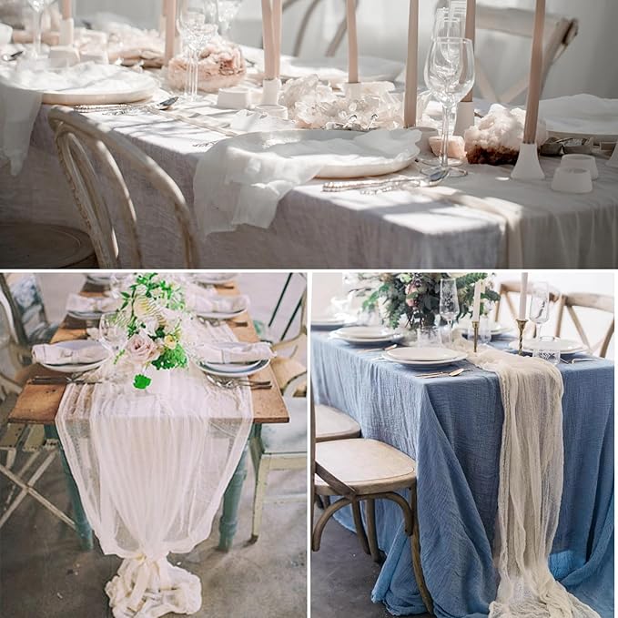 8 Pack Rosy Brown Cheesecloth Table Runner 10Ft Gauze Cheese Cloth 35x120 Inch Romantic Boho Table Runner for Wedding Birthday Party Engagement Anniversary Bridal Baby Shower Fall Home Table Decor
