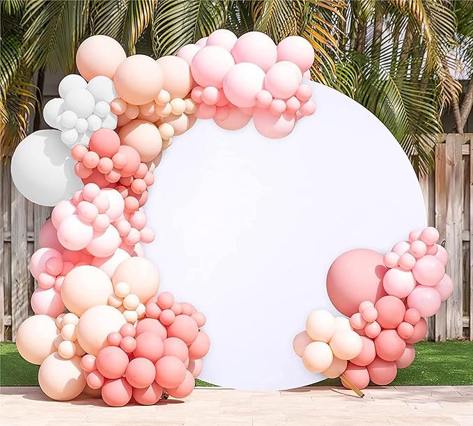 Pink and White Balloons Garland Arch Kit - Double Stuffed Matte Light Pink Blush Pink Cream Peach Latex Balloon Different Sizes 18 12 10 5In Dusty Rose Ballon for Baby Shower Party Decorations