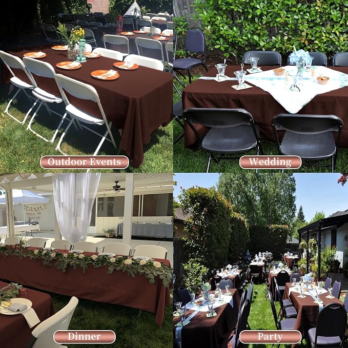 Showgeous 12 Pack Table Cloth Brown Tablecloth 60 x 102 Inch Table Clothes for 6 Foot Rectangle Tables, Wrinkle Resistant Washable Polyester Table Cover for Wedding Parties Banquet