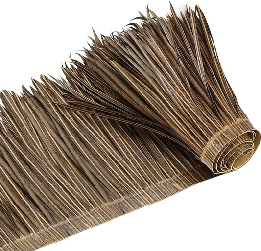Mexican Tiki Hut Grass Skirting Roof Tiki Bar Grass Duck Blind for Thatch Roofing Bar Decorations Roll Palm Palapa Straw Thatch Roof for Fence Party(Dark Brown,118 x 15 Inch)