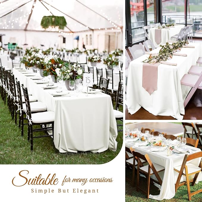 12 Pack Ivory Tablecloths for Rectangle Tables 60 x 126 Inch Ivory Polyester Tablecloth 8 Foot Rectangle Table Cloth Washable Fabric Table Cover for Party Wedding Banquet Restaurant Events