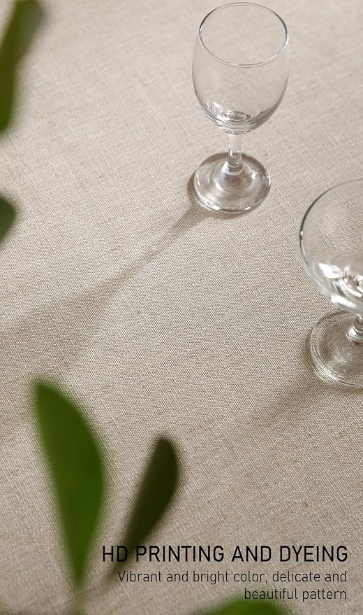 ISAENNE Designer Vintage Linen Rectangular Tablecloth,118"x67"-Carol G | French Elegant Beautiful Long Table Cloth for Rectangle Table,Light Beige,Decoration,Dining,Kitchen,Thanksgiving,Christmas