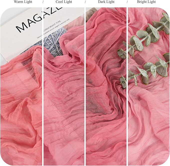 24 Pack Dusty Rose Cheesecloth Table Runner 10FT Boho Gauze Cheese Cloth Table Runner Rustic Sheer Fabric Table Runners for Wedding Bridal Shower Baby Shower Party(21.5×120 Inch)