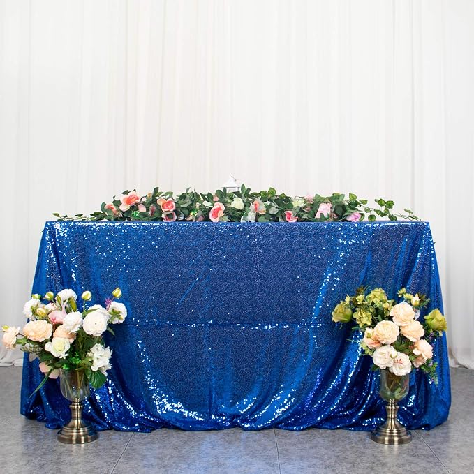 ShiDianYi 50''x72'' Royal Blue Sequin Tablecloth Wedding Table Cloth Sparkle Sequin Linens Glitz Party Table Cloth Sequin Cake Tablecloth