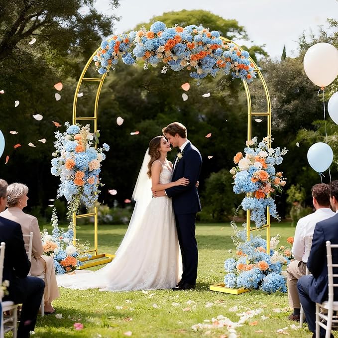 7.2FT Metal Garden Arch Trellis Arbor, Wedding Arch Stand with Steel Frame, Metal Pergola Arbor with Base for Decor Valentines Day Garden Trellis Climbing Plant, Bridal Party Ceremony