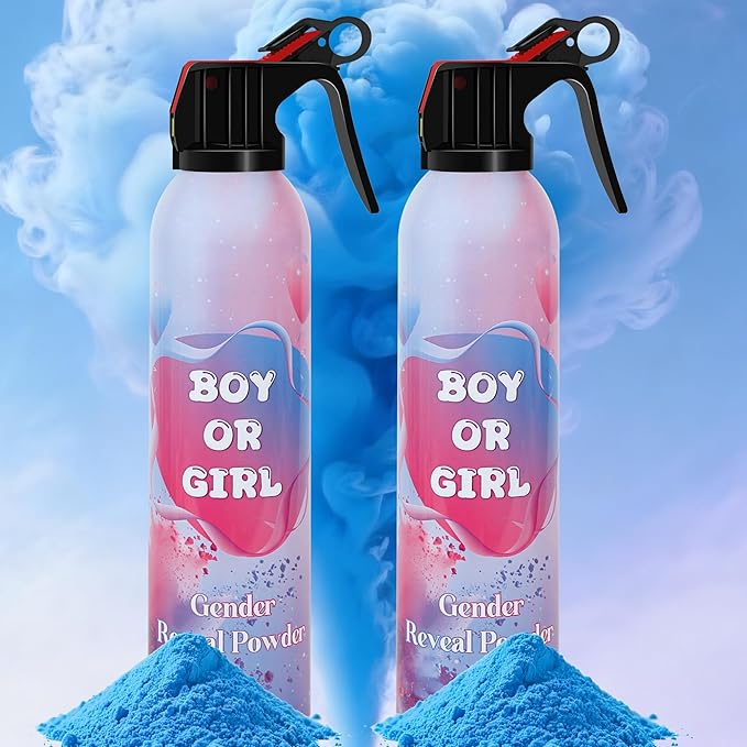 Large Gender Reveal Smoke Bombs 2 Packs, Blue Biodegradable Powder Spray for Baby Boy Reveal, Long-Lasting 10ft Smoke Effect, Unique Gender Reveal Ideas & Party Decorations