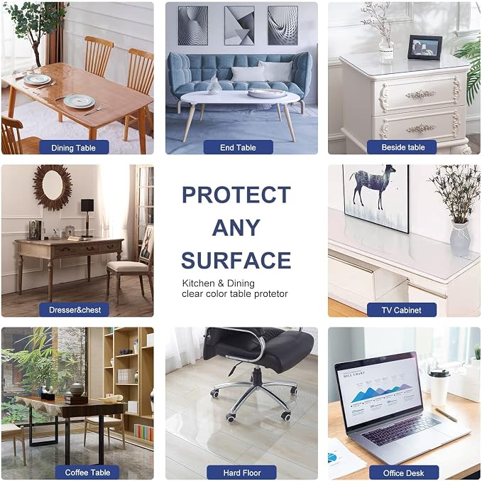 36x120 Inch Clear Plastic Table Protector Crystal Tablecloth Cover Mat for Wedding Table Coffee Dining Table Bar Countertop Christas Party Table Buffet Table PVC Vinyl Cloth Protection Decorative