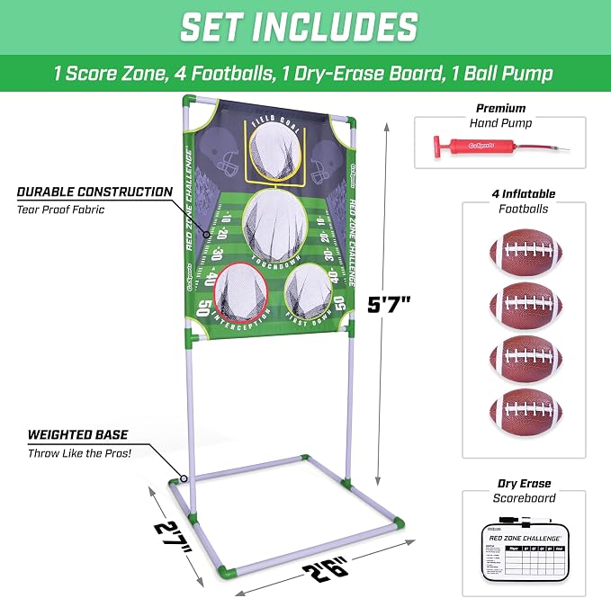 GoSports Football & Baseball Toss Games Available in Football Red Zone Challenge or Baseball Pro Pitch Challenge Choose Between Backyard Toss or Door Hang Targets