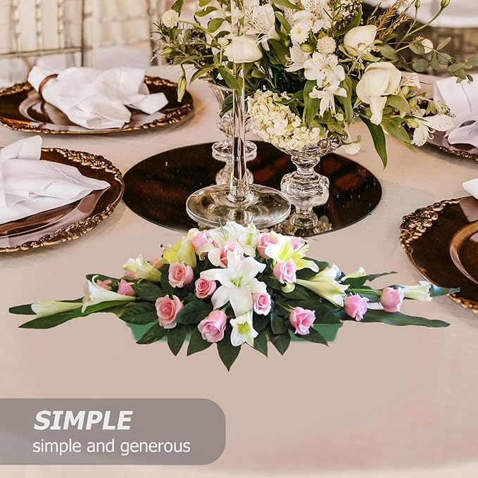 Cabilock 10Pcs Foam Trays for Flower Arrangements Floral Foam Tray Rectangle Plastic Mud Fixing Plates for Wedding Party Centerpiece Decoration