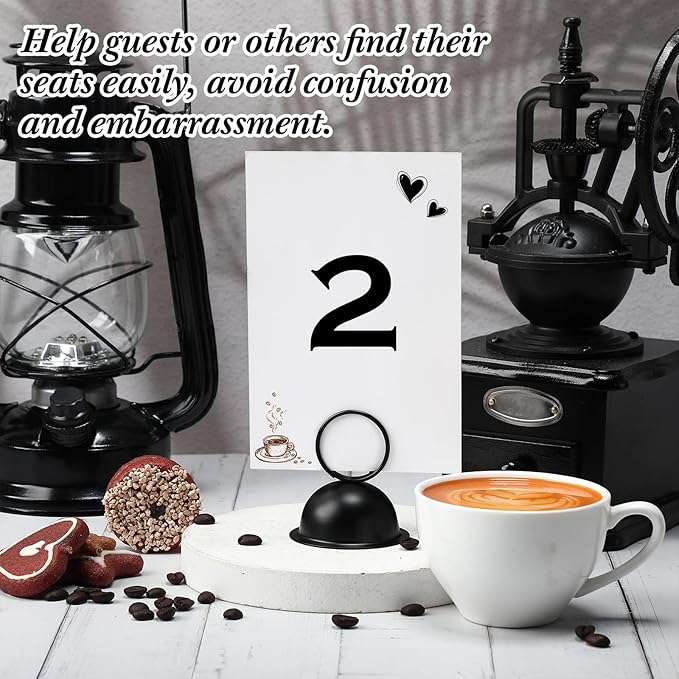 MorningRo 24 Pcs Wedding Table Place Card Holders Metal Table Number Holders Stand Sign Tabletop Menu Stands Sign for Wedding Christmas Restaurant Banquet(Black)
