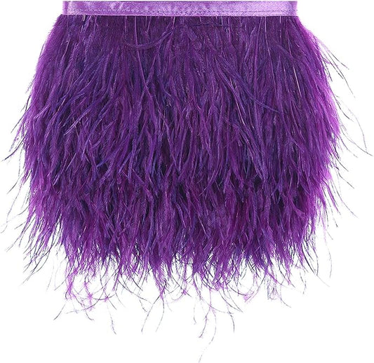 AWAYTR Ostrich Feather Trim Fringe - Satin Ribbon Dress Sewing Crafts Costumes Decoration Pack of 10 Yard (Purple)
