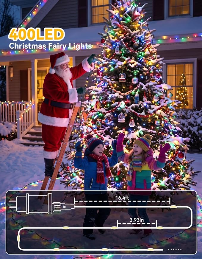 132FT Color Changing LED Fairy Lights Plug in with Remote - 400LED 35 Colors Waterproof Green Wire Christmas String Lights Outdoor & Indoor for Party Trees Yard Decorations