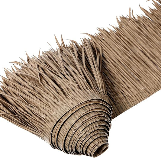 Mexican Tiki Hut Grass Skirting Roof Tiki Bar Grass Duck Blind for Thatch Roofing Bar Decorations Roll Palm Palapa Straw Thatch Roof for Fence Party(Brown,394 x 15 Inch)