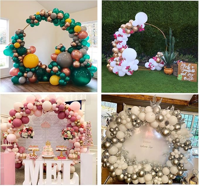 LANGXUN 9.5ft Large Size Metal Circle Balloon Arch Stand Decoration, Arch Frame for Birthday Wedding Graduation Decorations and Event Party Supplies, Baby Shower Photo Background