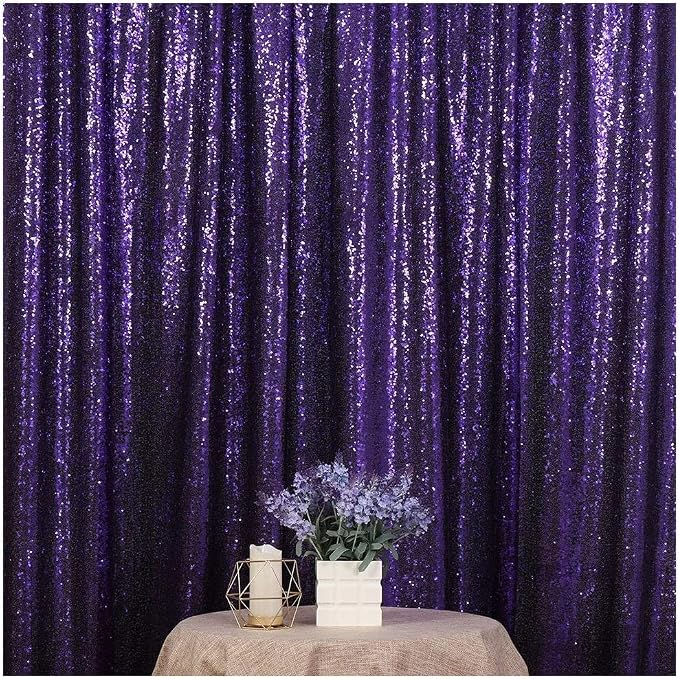 Poise3EHome Purple Sequin Backdrop,8FT x 10FT Sequin Photography Backdrop Curtain for Halloween Party Birthday Decoration