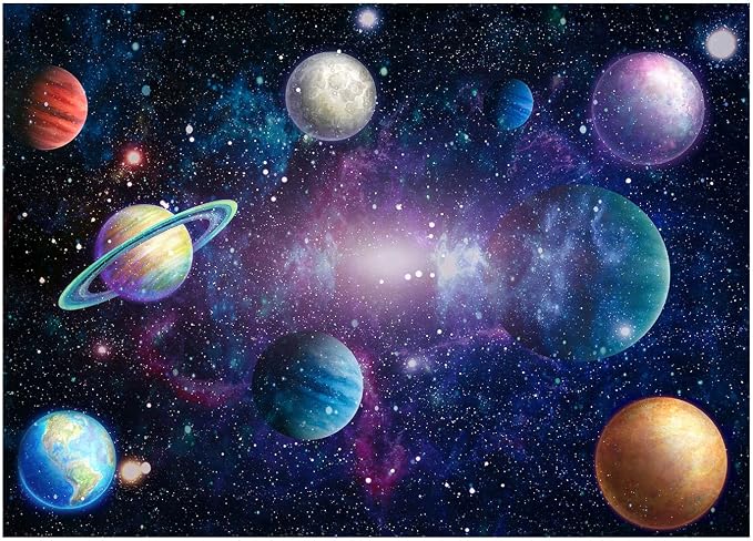 Outer Space Backdrop for Planet Birthday Party | 82.7 x 59 in, Polyester, Outer Space Theme, Lightweight, Reusable, Washable, Birthday Decor, Photo Backdrop