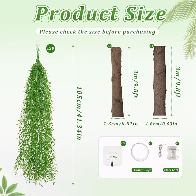 45 Pcs Jungle Theme Decorations, Artificial Faux Vines Hanging Greenery for Rainforest Party, Classroom Bedroom Home Wall & Ceiling Decor