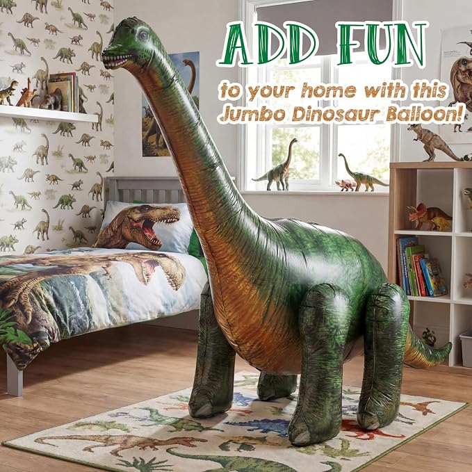 Skylety 7 ft x 4.2 ft Inflatable Dinosaur Balloon Blow up Dino Balloons Brachiosaurus Inflatable Toy for Dino Party Birthday Decorations Gift Jurassic Theme Party Supplies