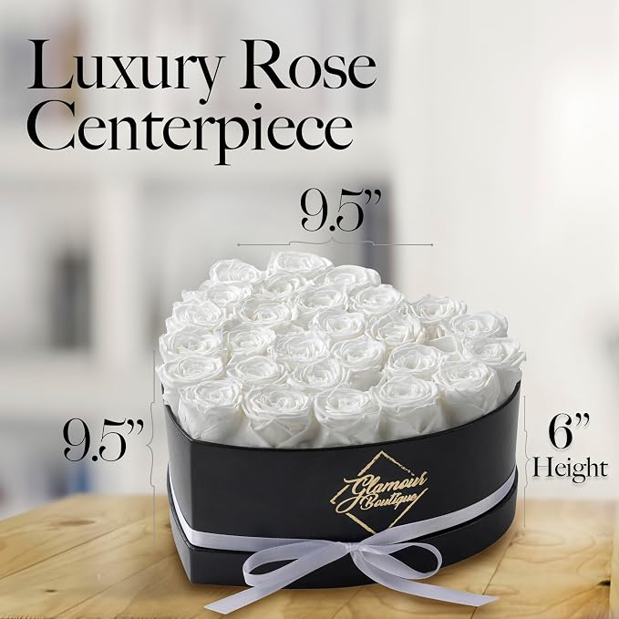 GLAMOUR BOUTIQUE 27 Flower Forever Heart Shape Box, Mothers Day Gift For Mom, Eternal Preserved Roses Gift for Her, Flowers bouquet, For Birthday, Anniversary, Girlfriend - White