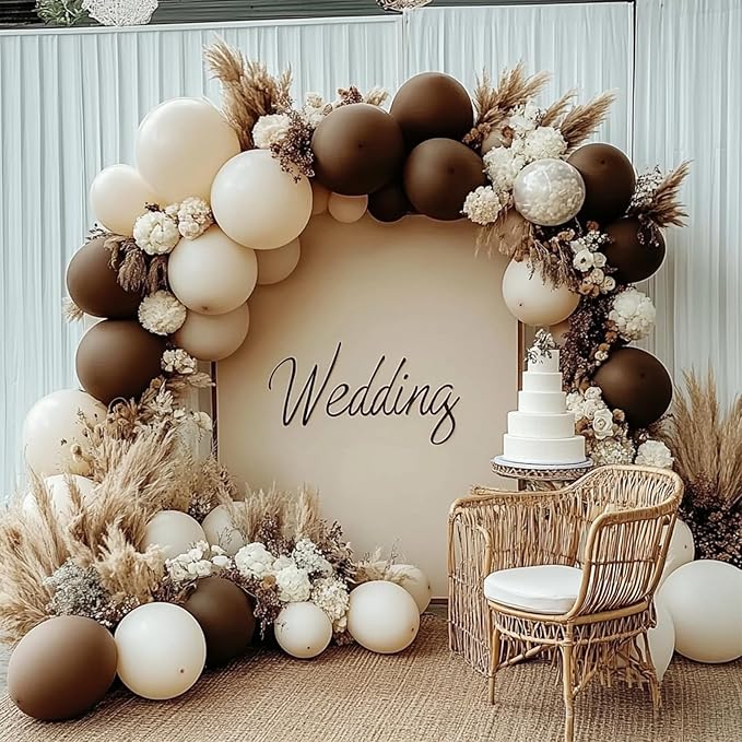 108Pcs Dark Brown Double Stuffed Balloons Different Size, 18/12/10/5 inch Matte Brown Balloons Garland Arch kit for Birthday Baby Shower Boho Neutral Luau Mocha Party Decoration