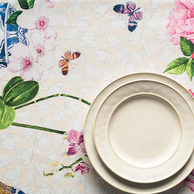 Maison d' Hermine Table Cloth Rectangle Table 100% Cotton 60 x 90 Inches Tablecloth Reusable Decorative for Dining Kitchen Room Farmhouse Party Home Hotel Restaurant Spring Summer - Canton